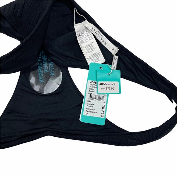 Seafolly Your Type Logo Hipster Bikini Bottom Black Size 10 - Picture 5 of 6